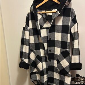 RD Style Monochrome wool blended Checkered Hooded Jacket